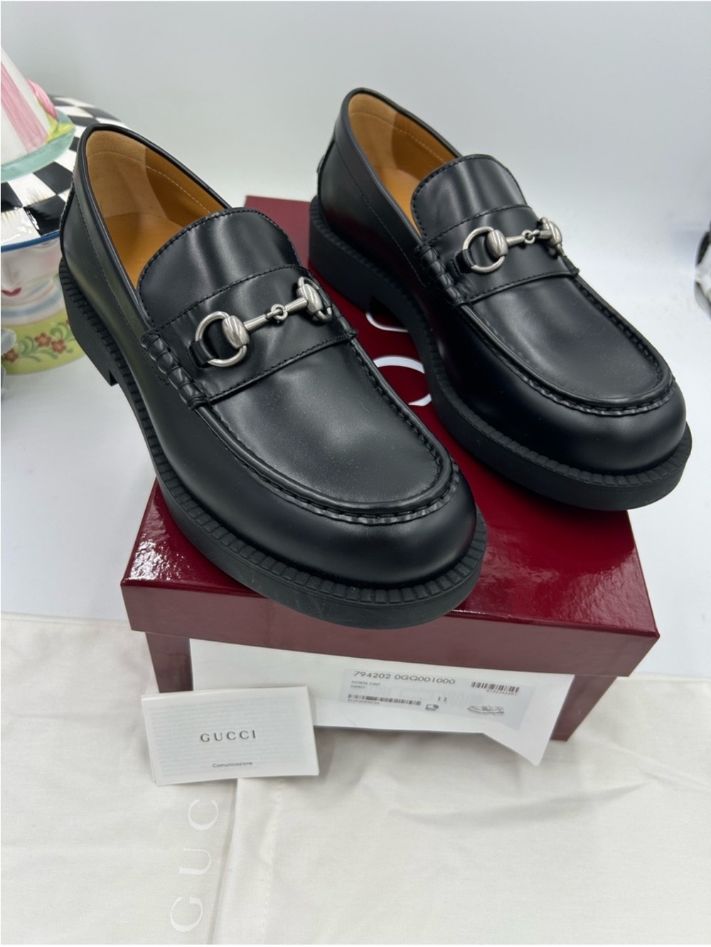 Gucci Black Leather Horsebit Slip-On Loafers. Size 11. Fits 11.5
